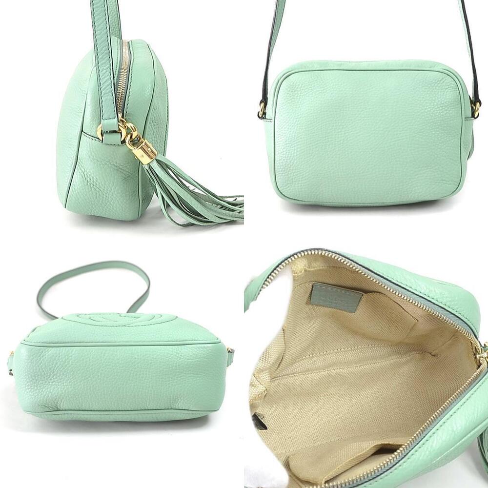 Gucci GG Crossbody Interlocking Shoulder Green Leather Gold Bag